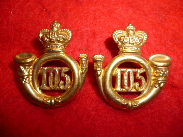 105th Madras Light Infantry QVC Officer's Gilt Collar Badge Pair